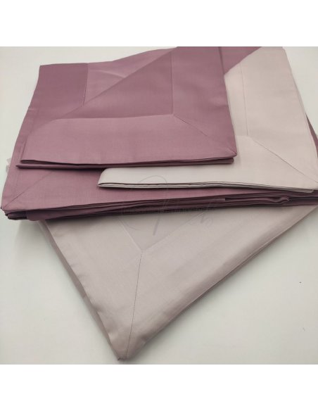 Completo letto raso di cotone rosa cenere