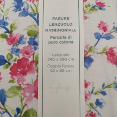 Garden parure lenzuola matrimoniale cotone percalle TESS HOME COLLECTION Lenzuola