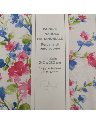 Garden parure lenzuola matrimoniale cotone percalle TESS HOME COLLECTION Lenzuola