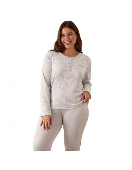 Pigiama serafino in morbido velluto elastico PROMISE Pigiami Invernali Donna