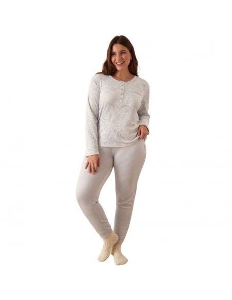 Pigiama serafino in morbido velluto elastico PROMISE Pigiami Invernali Donna