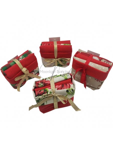 Set natale 3 strofinacci cotone con cestino