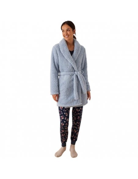 Pigiama donna cotone modal con vestaglia teddy