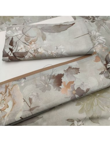 Flores completo letto cotone con balza e federe raso