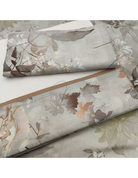 Flores completo letto cotone con balza e federe raso