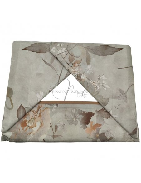 Flores completo letto cotone con balza e federe raso