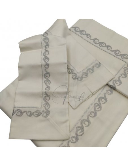 Malika completo letto raso cotone con ricamo lurex BIC DECO Lenzuola