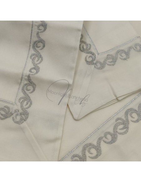 Malika completo letto raso cotone con ricamo lurex BIC DECO Lenzuola
