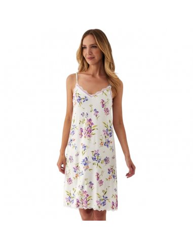 Camicia bretelline con pizzo in cotone modal