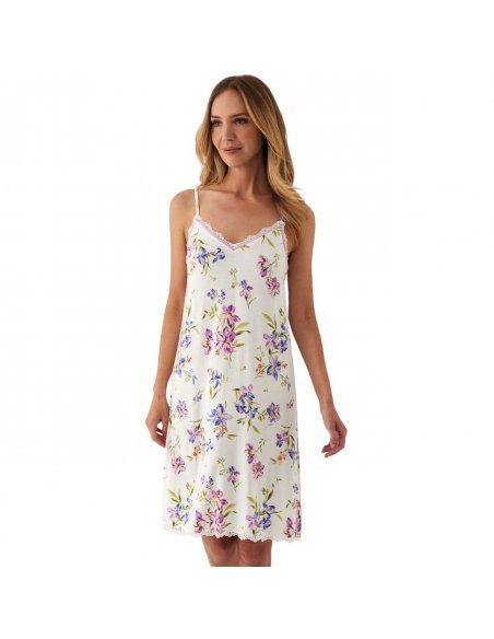 Camicia bretelline con pizzo in cotone modal