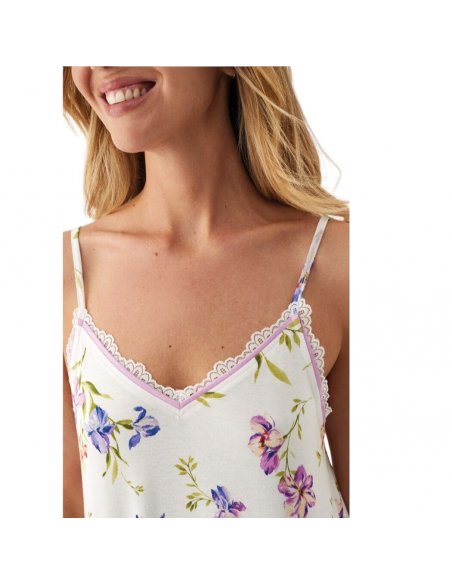 Camicia bretelline con pizzo in cotone modal