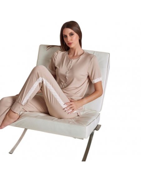 Pigiama lungo mezza manica viscosa LUNATICA Pigiami Estivi Donna