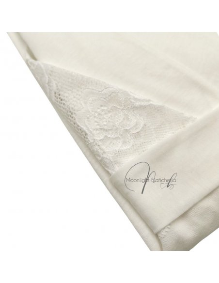 Vestaglia classica cotone con applicazione in pizzo