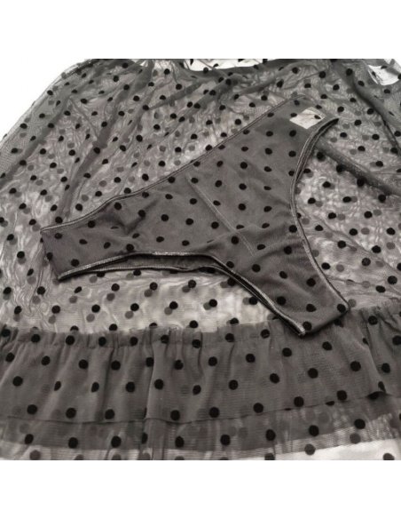 Baby doll voile e pizzo con brasiliana