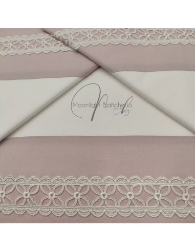 Macramè completo letto cotone con applicazione
