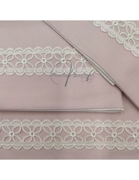 Macramè completo letto cotone con applicazione