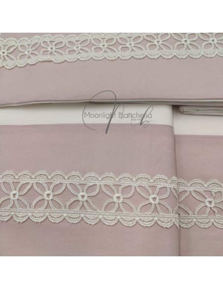 Macramè completo letto cotone con applicazione